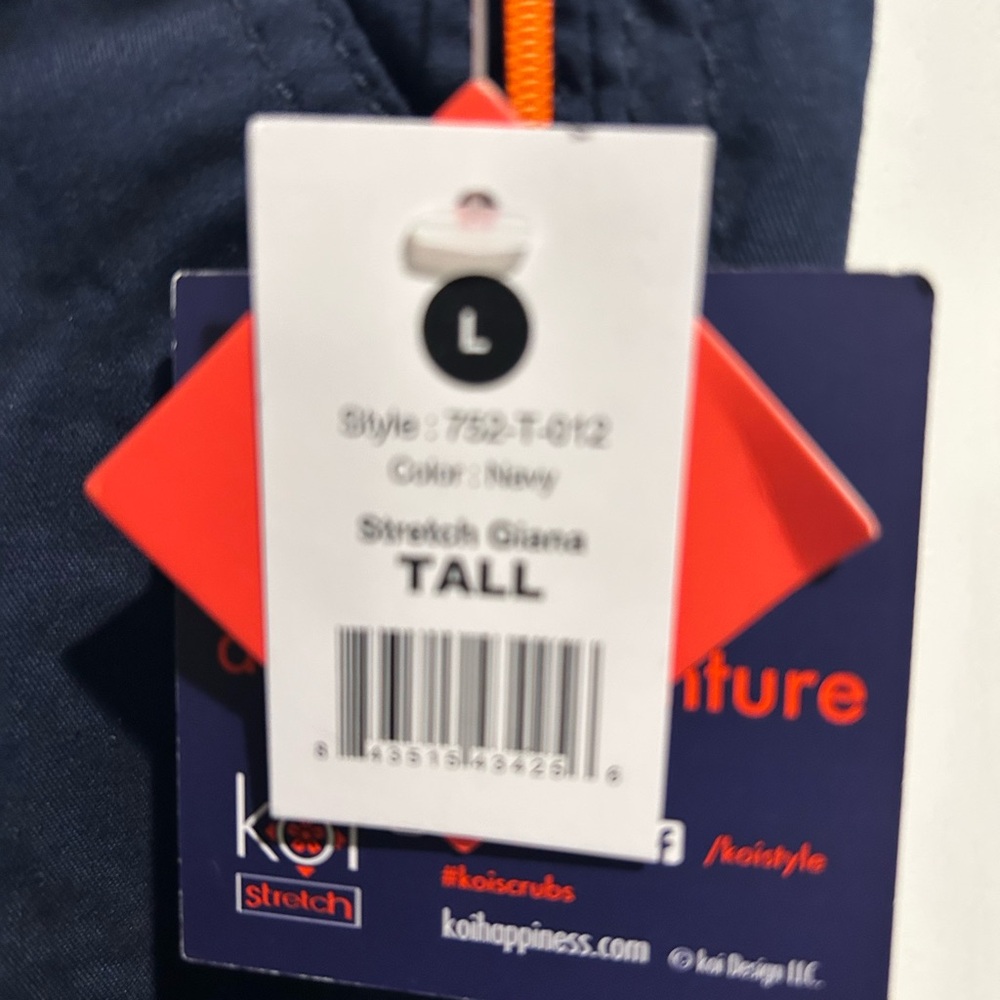 Koi NWT Navy Blue scrub pants joggers large tall - Picture 6 of 6